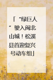 “绿巨人”驶入闽北山城！松溪县首迎复兴号动车组