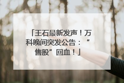 王石最新发声！万科晚间突发公告：“售股”回血！