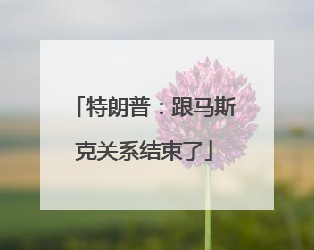 特朗普：跟马斯克关系结束了