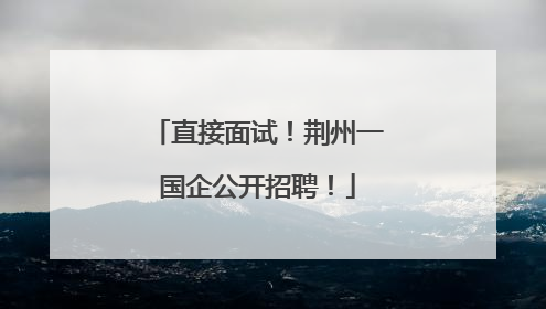 直接面试！荆州一国企公开招聘！