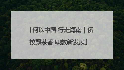 何以中国·行走海南｜侨校飘茶香 职教新发展