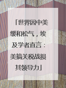 世界因中美缓和松气，埃及学者直言：美搞关税战损其领导力