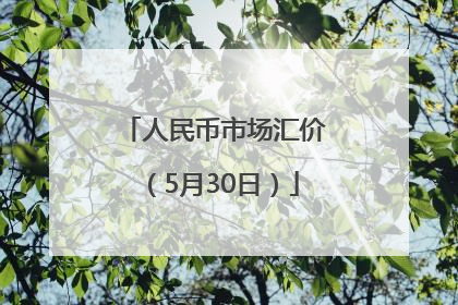 人民币市场汇价（5月30日）
