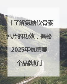 了解氨糖软骨素钙片的功效，揭秘2025年氨糖哪个品牌好