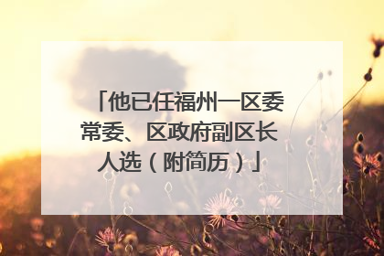 他已任福州一区委常委、区政府副区长人选（附简历）