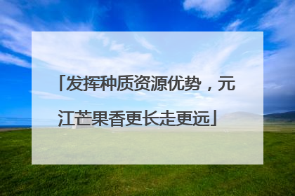 发挥种质资源优势，元江芒果香更长走更远