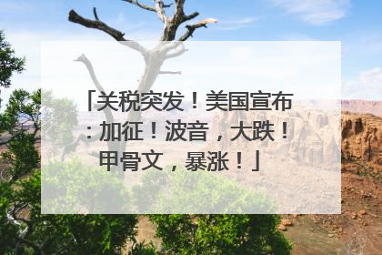关税突发！美国宣布：加征！波音，大跌！甲骨文，暴涨！
