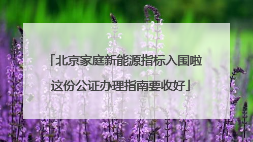 北京家庭新能源指标入围啦 这份公证办理指南要收好