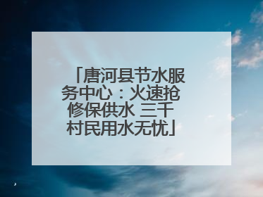 唐河县节水服务中心：火速抢修保供水 三千村民用水无忧