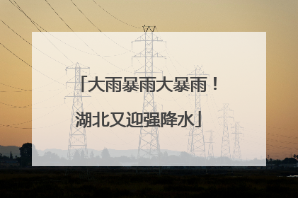 大雨暴雨大暴雨！湖北又迎强降水