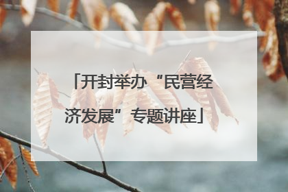 开封举办“民营经济发展”专题讲座