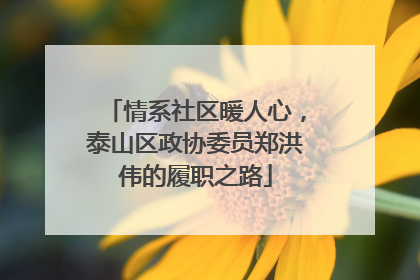 情系社区暖人心，泰山区政协委员郑洪伟的履职之路