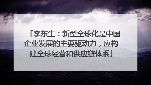 李东生：新型全球化是中国企业发展的主要驱动力，应构建全球经营和供应链体系