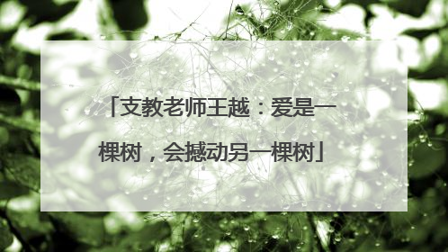 支教老师王越：爱是一棵树，会撼动另一棵树