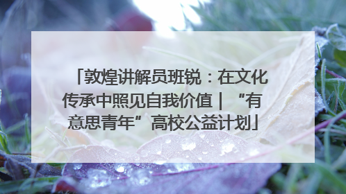 敦煌讲解员班锐：在文化传承中照见自我价值｜“有意思青年”高校公益计划