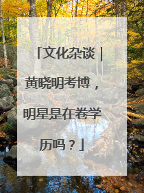 文化杂谈｜黄晓明考博，明星是在卷学历吗？