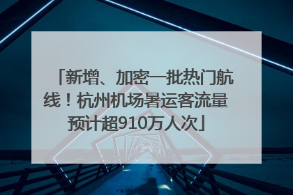 新增、加密一批热门航线！杭州机场暑运客流量预计超910万人次