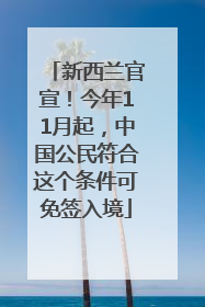新西兰官宣！今年11月起，中国公民符合这个条件可免签入境