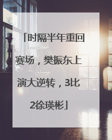 时隔半年重回赛场，樊振东上演大逆转，3比2徐瑛彬