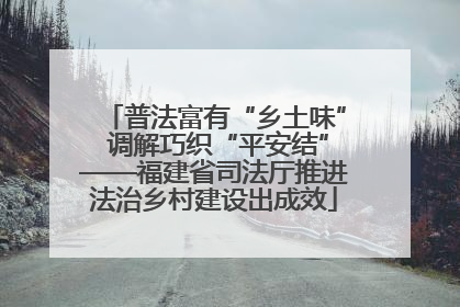 普法富有“乡土味” 调解巧织“平安结”——福建省司法厅推进法治乡村建设出成效