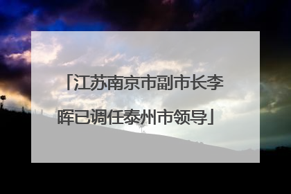江苏南京市副市长李晖已调任泰州市领导