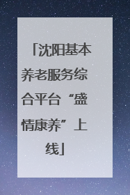 沈阳基本养老服务综合平台“盛情康养”上线