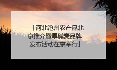 河北沧州农产品北京推介暨旱碱麦品牌发布活动在京举行