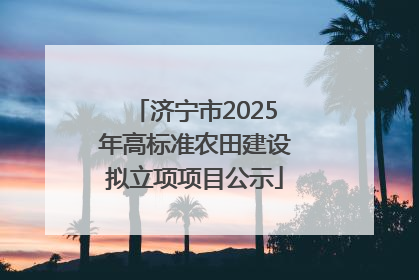 济宁市2025年高标准农田建设拟立项项目公示