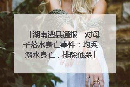湖南澧县通报一对母子落水身亡事件：均系溺水身亡，排除他杀