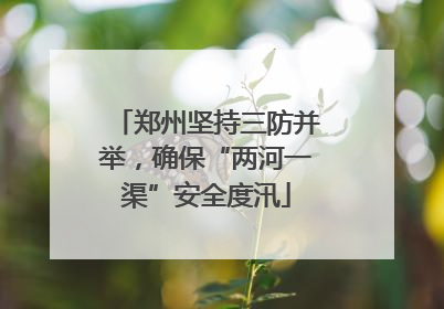 郑州坚持三防并举，确保“两河一渠”安全度汛