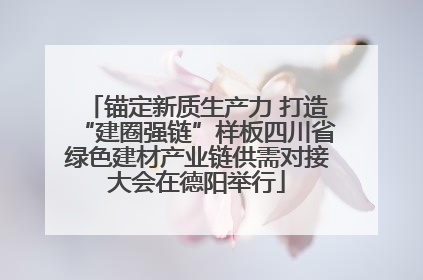 锚定新质生产力 打造“建圈强链”样板四川省绿色建材产业链供需对接大会在德阳举行