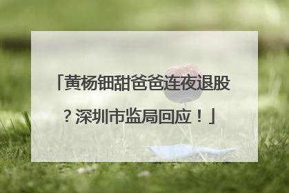 黄杨钿甜爸爸连夜退股？深圳市监局回应！