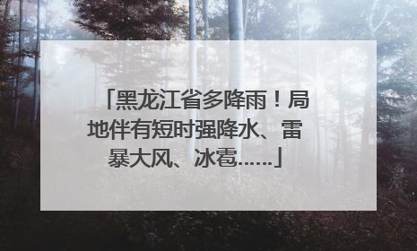 黑龙江省多降雨！局地伴有短时强降水、雷暴大风、冰雹……